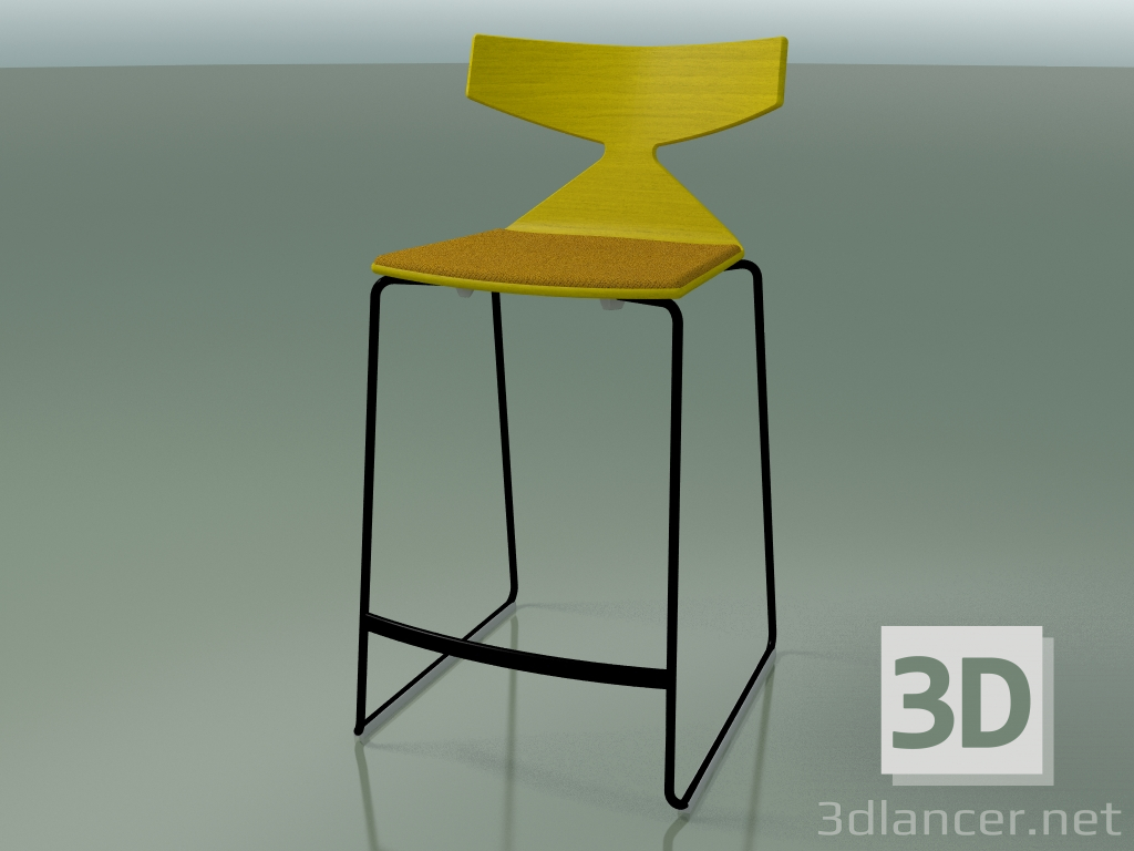 3d model Taburete de bar apilable 3712 (con cojín, amarillo, V39) - vista previa