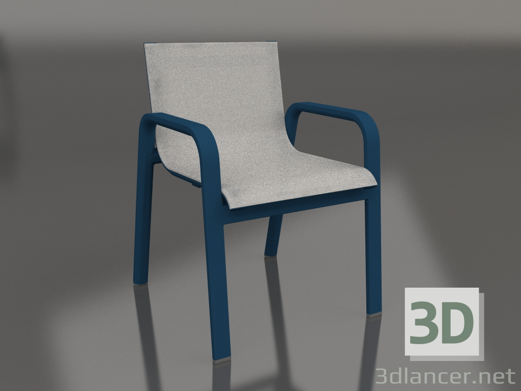 modèle 3D Fauteuil club de salle à manger (Gris bleu) - preview