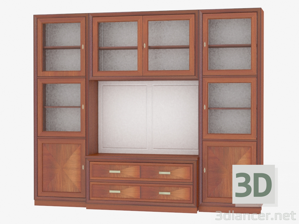 3d model Library cabinet with a place for TV LG213 - preview