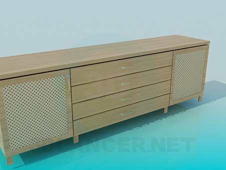 modèle 3D Commode allongée - preview