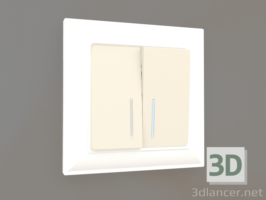 Modelo 3d Interruptor de duas vias com luz de fundo (marfim) - preview