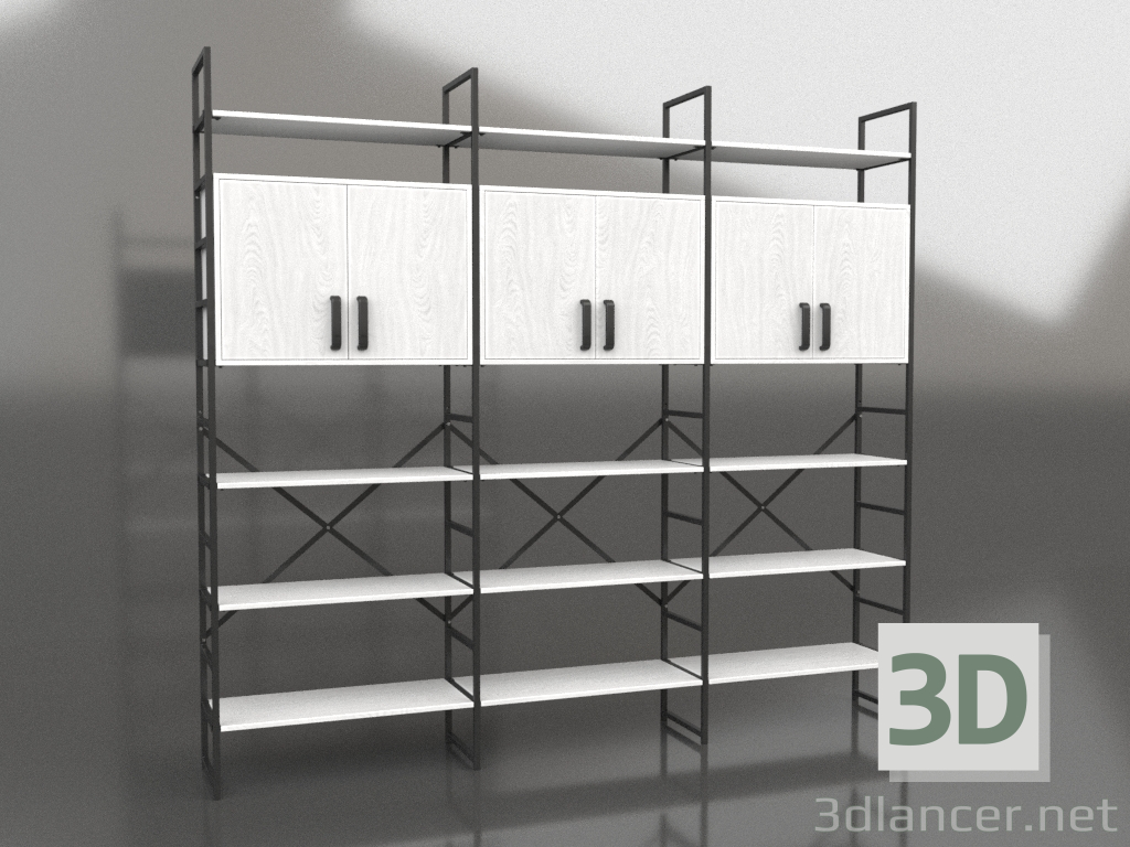 3d model Rack con entrepisos (3 secciones) - vista previa