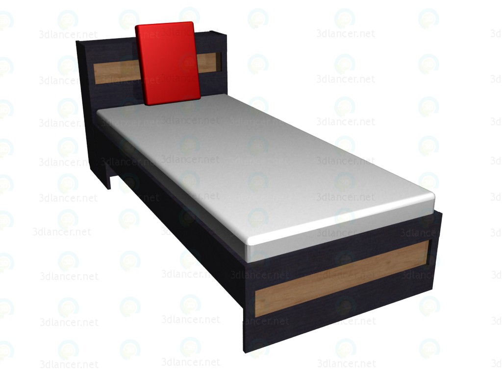 Modelo 3d Cama 90x200 com encosto de cabeça - preview