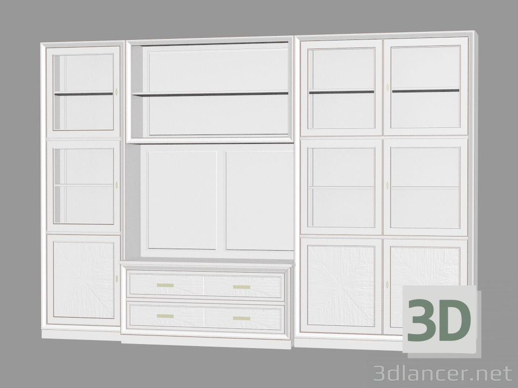 3d model Biblioteca con lugar para TV LG214 - vista previa