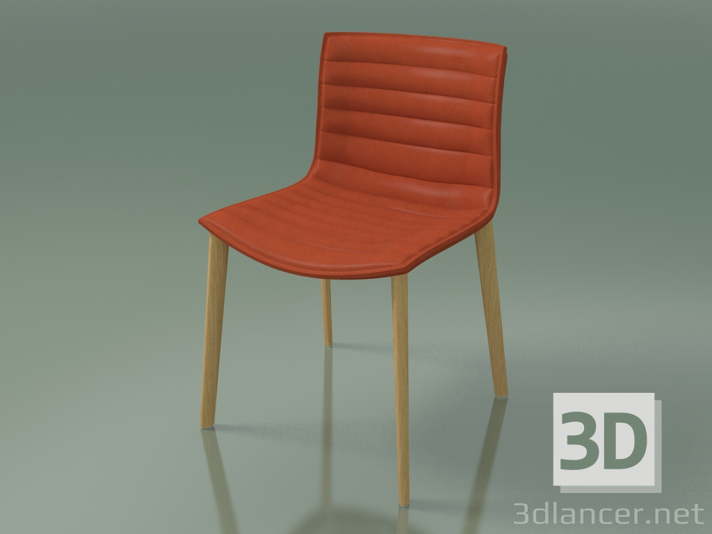 3d model Silla 0356 (4 patas de madera, tapizada, roble natural) - vista previa