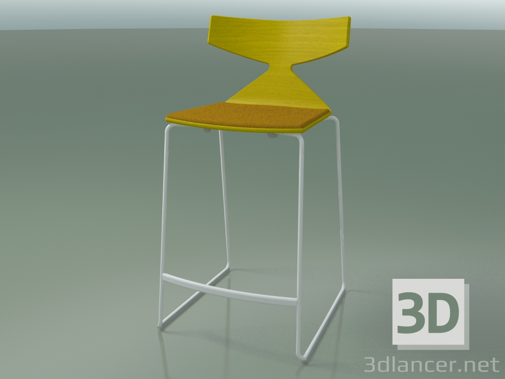 3d model Taburete de bar apilable 3712 (con cojín, amarillo, V12) - vista previa