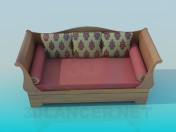 Sofa with rollers and cushions