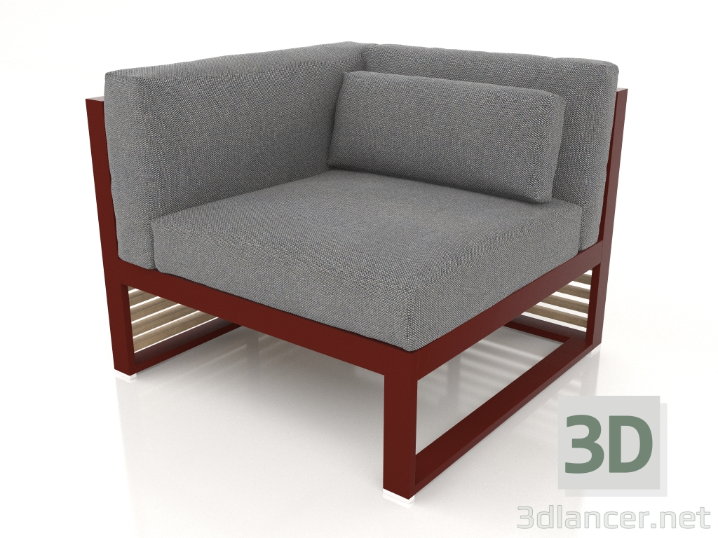 Modelo 3d Sofá modular, secção 6 esquerda (Vinho tinto) - preview