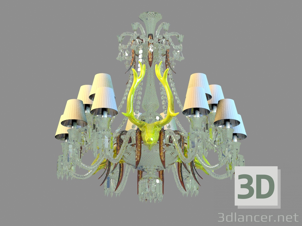 3d model Люстра Zenith sur la Lagune with acid yellow deers - preview