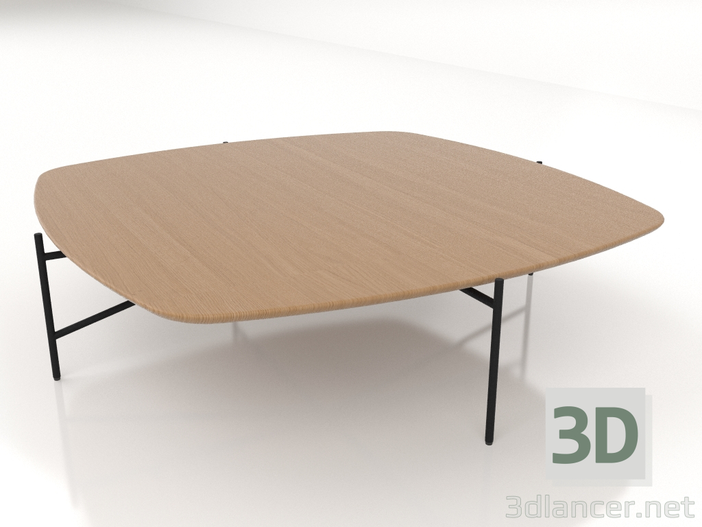 Modelo 3d Mesa baixa 120x120 com tampo de madeira - preview