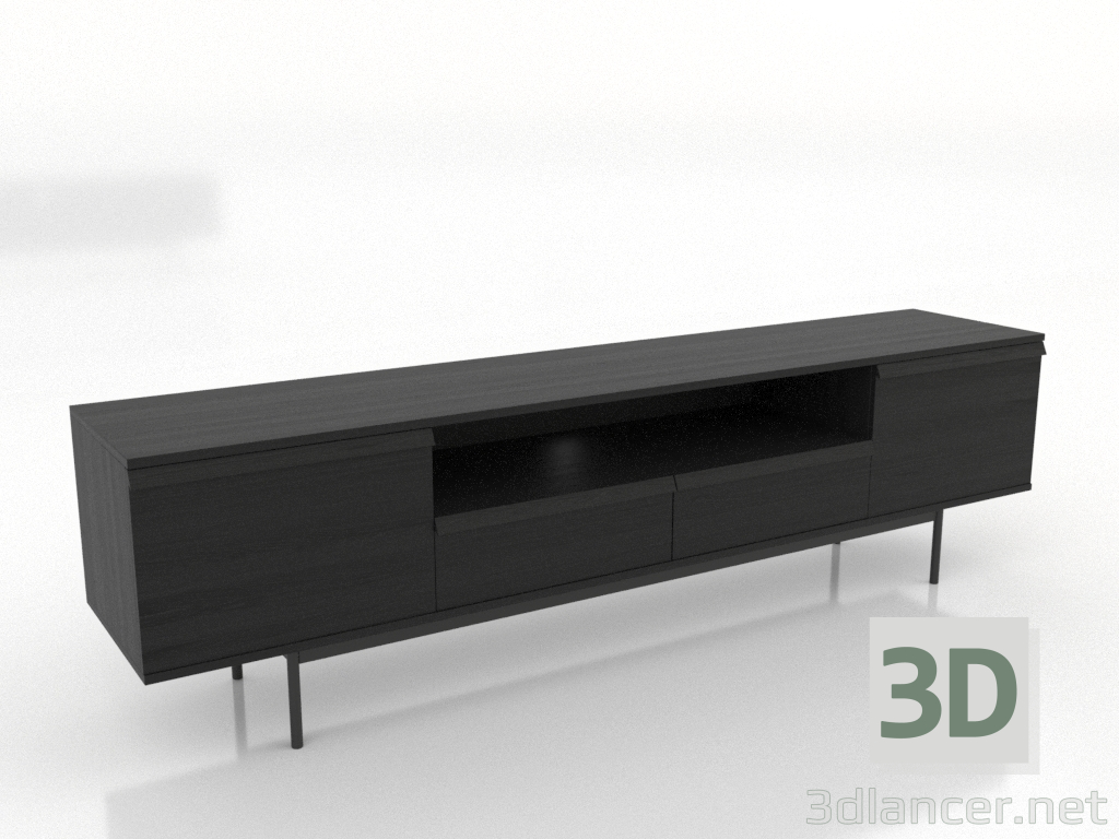 modèle 3D Meuble TV LARGE OPEN 2 2000 mm (noir RAL 9005) - preview modèle 3D Meuble TV LARGE OPEN 2 2000 mm (noir RAL 9005) - preview