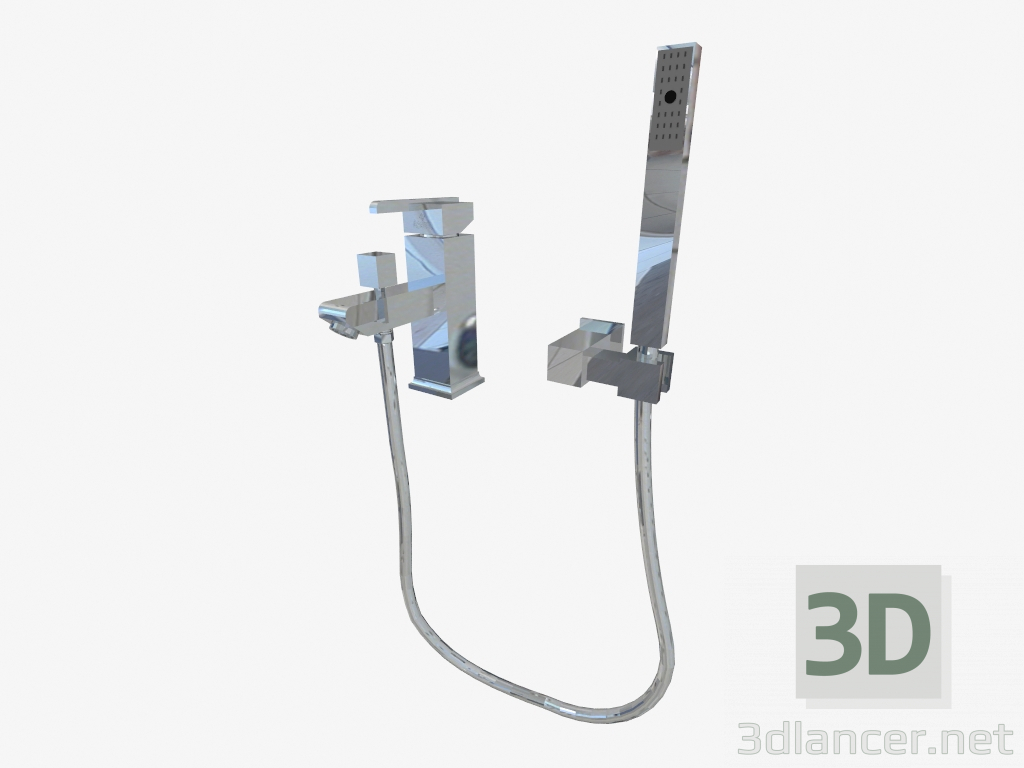 3d model Mezclador de baño con un orificio cúbico (BDD 016M) - vista previa