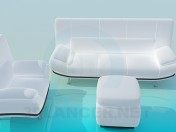 Snow-white set: sofa, chair and ottoman