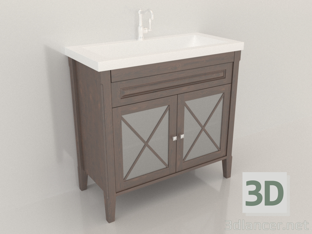 3D Modell Sideboard Palermo 90 (heller Nussbaum) - Vorschau 3D Modell Sideboard Palermo 90 (heller Nussbaum) - Vorschau