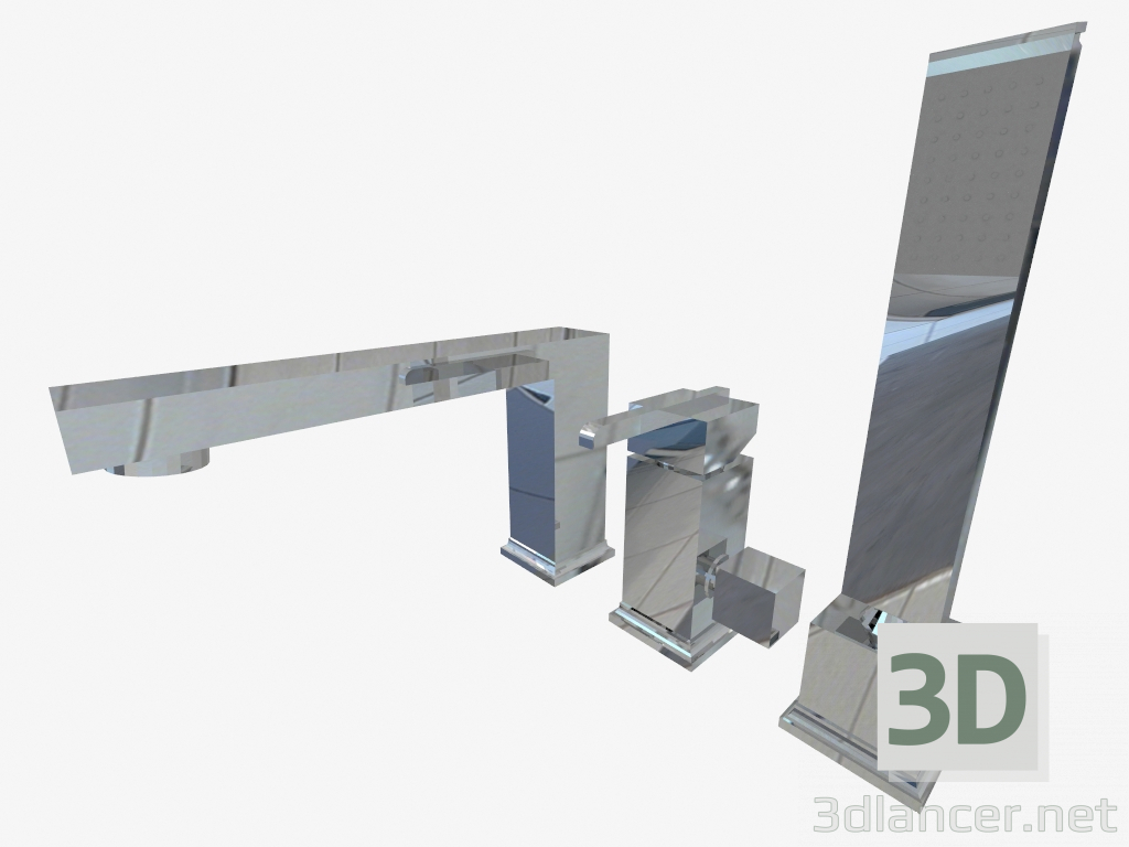 Modelo 3d Misturador para banheira com três furos Cubic (BDD 013M) - preview