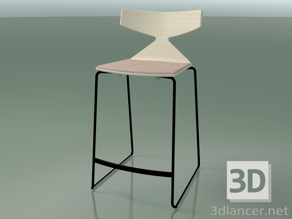 3d model Taburete de bar apilable 3712 (con cojín, blanco, V39) - vista previa