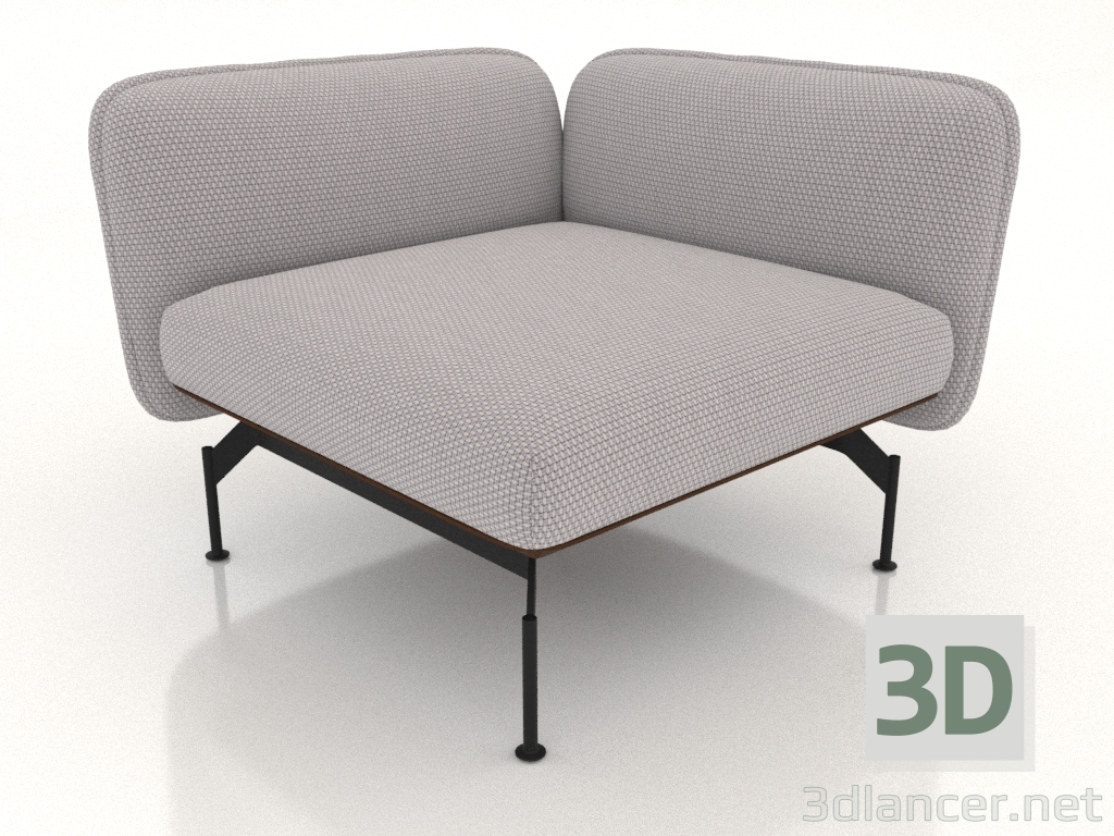 3d model Sofa module for 1 person with an armrest on the right (leather upholstery on the outside) - preview