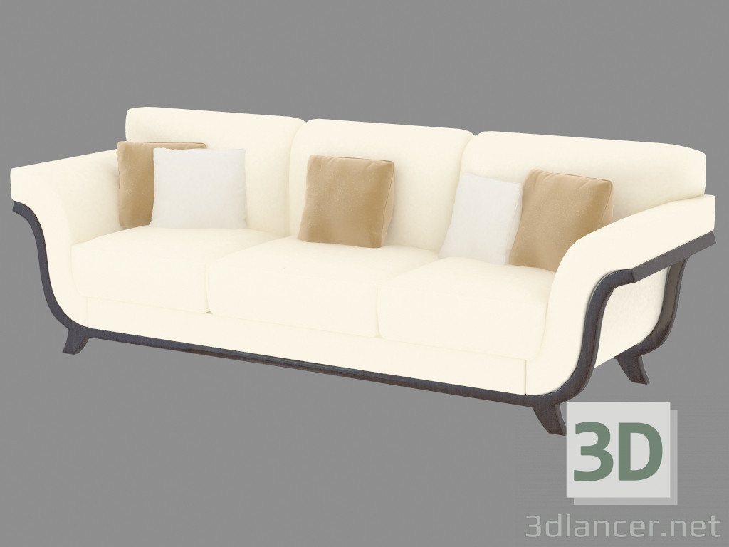 3d model sofá de cuero triple - vista previa