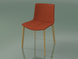 Silla 0311 (4 patas de madera, con tapicería de cuero extraíble, funda 1, roble natural)