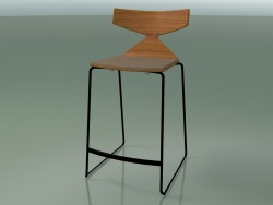 Tabouret de bar empilable 3712 (avec coussin, effet teck, V39)