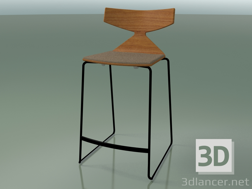 3d model Taburete de bar apilable 3712 (con cojín, efecto teca, V39) - vista previa