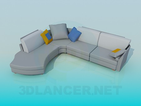 3d model Corner sofa in 4 sections - preview