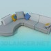 3d model Corner sofa in 4 sections - preview