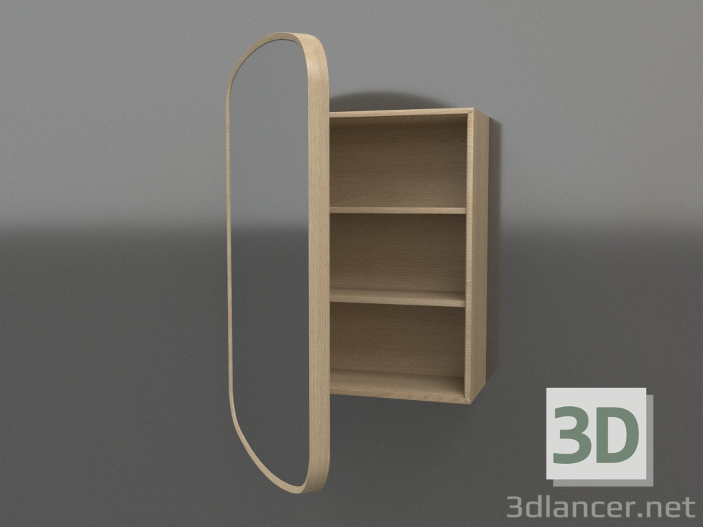 modello 3D Specchio (con cassetto semiaperto) ZL 17 (460x200x695, legno bianco) - anteprima