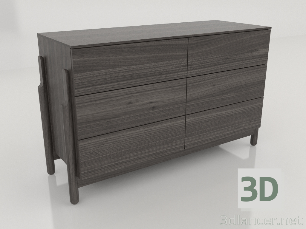 3d model Cómoda de 6 cajones - vista previa