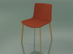 Silla 0311 (4 patas de madera, con tapicería de cuero extraíble, funda 3, roble natural)