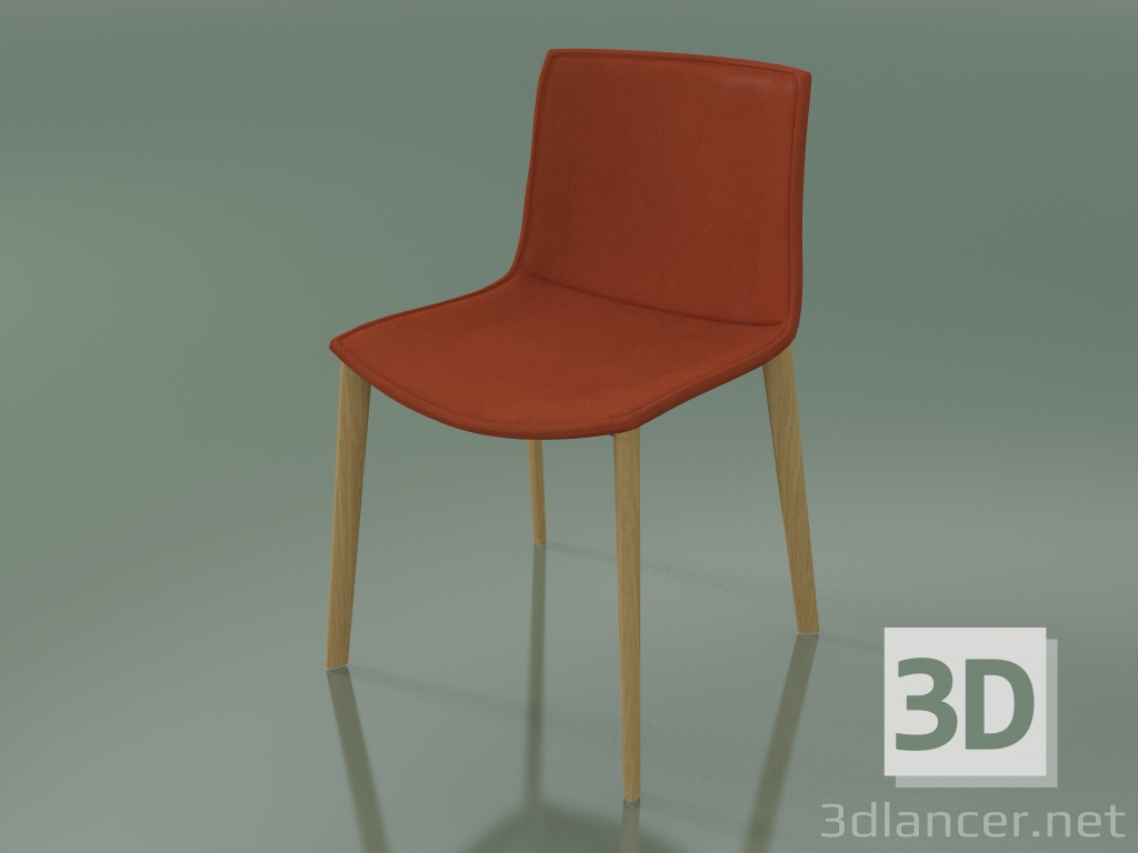 3d model Silla 0311 (4 patas de madera, con tapicería de cuero extraíble, funda 3, roble natural) - vista previa