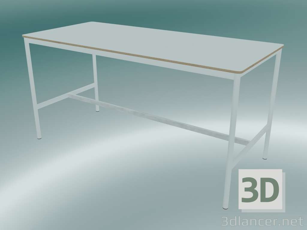 Modelo 3d Mesa retangular Base alta 85x190x95 (branco, madeira compensada, branco) - preview