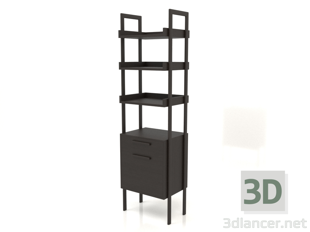 3d модель Стеллаж ST 03 (с тумбой) (550х400х1900, wood brown dark) – превью