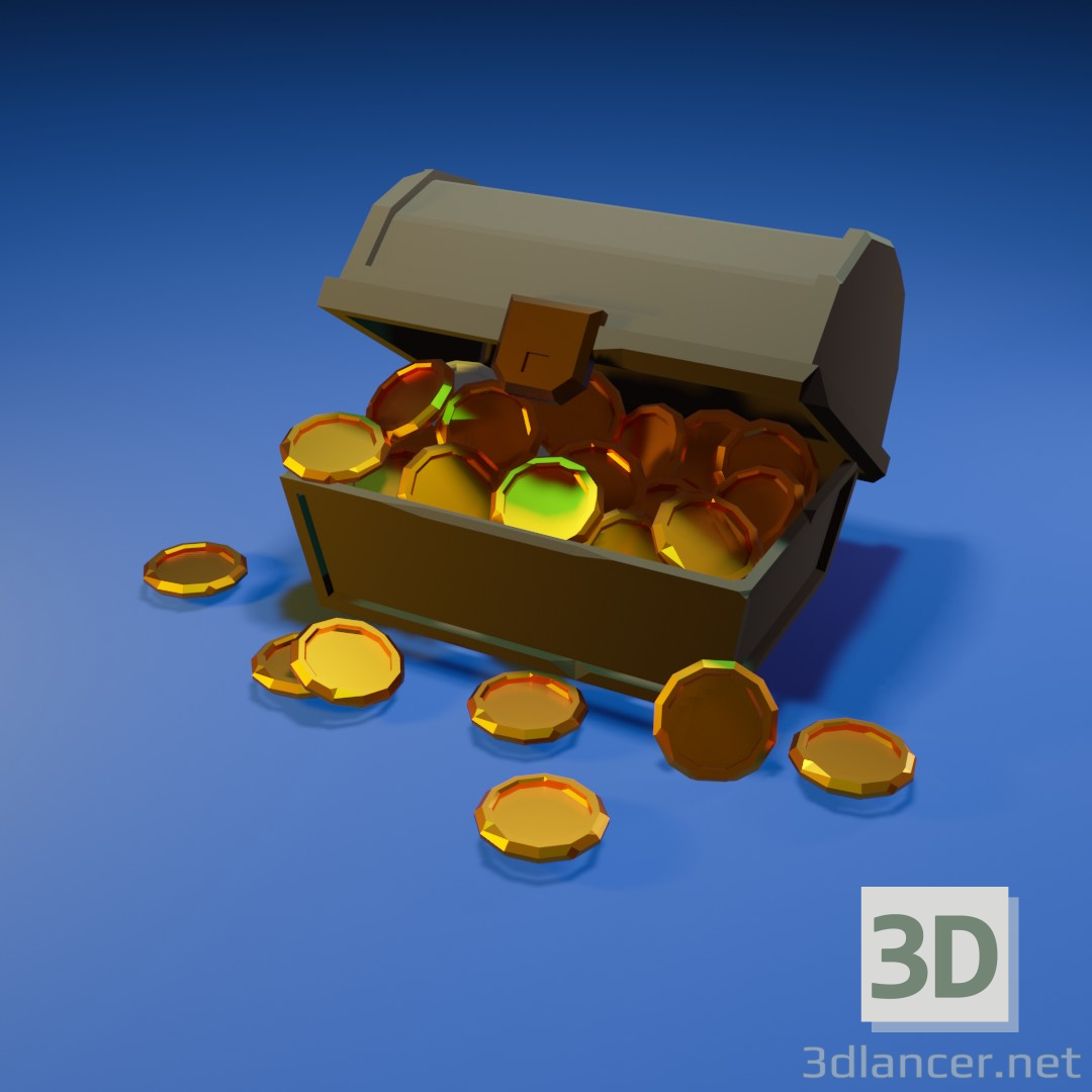 3d model cofre de oro - vista previa