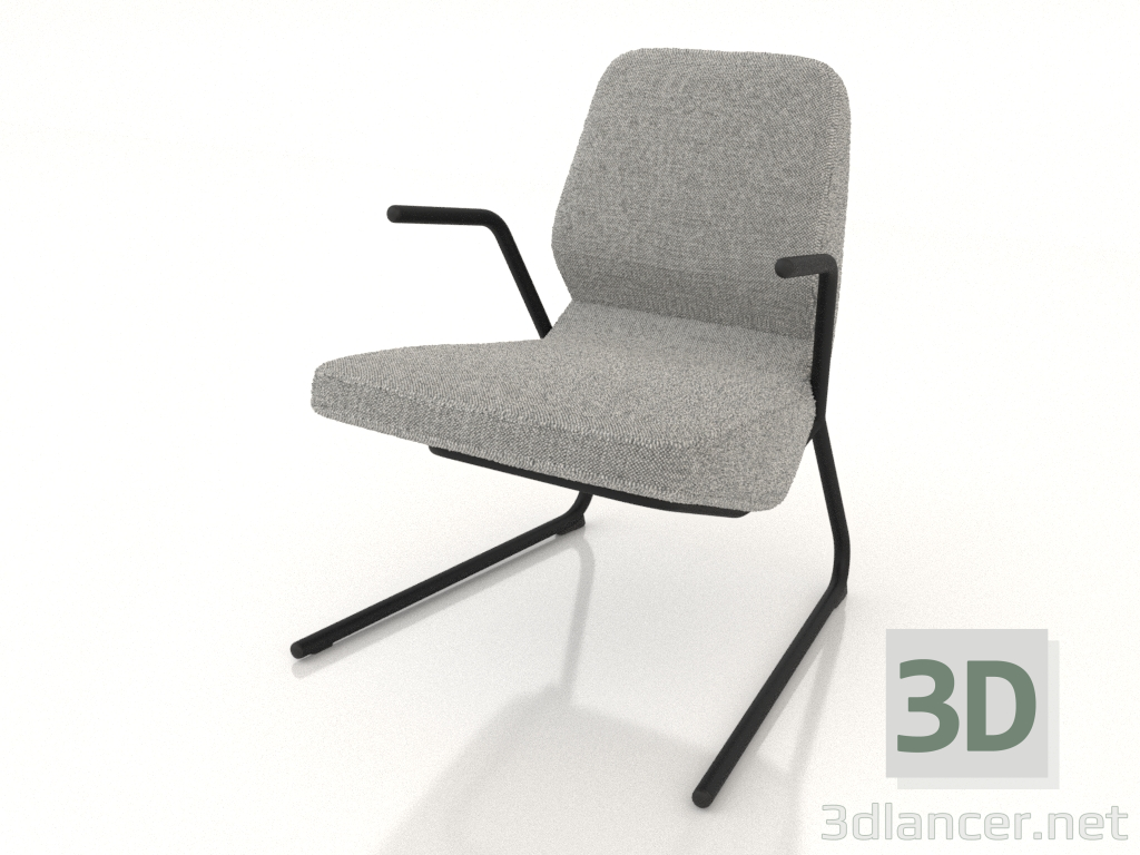 modèle 3D Fauteuil sur pieds cantilever D25 mm avec accoudoirs - preview