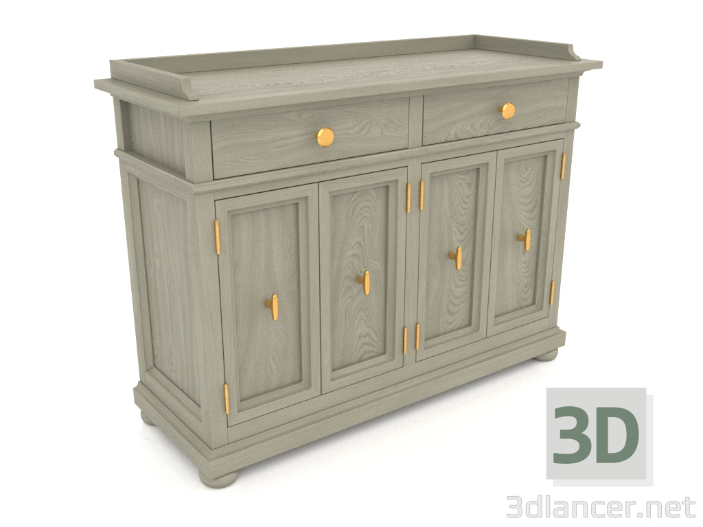 3d model Chest of drawers with doors (2 sections) - preview