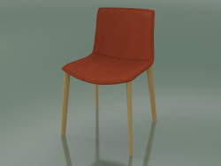 Silla 0311 (4 patas de madera, con tapicería de cuero extraíble, funda 2, roble natural)