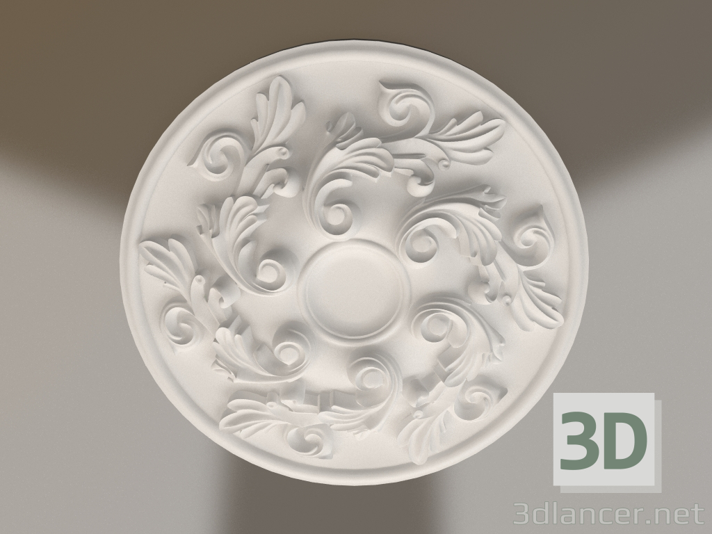 modello 3D Presa da soffitto in gesso RP 040 P=478x65 - anteprima