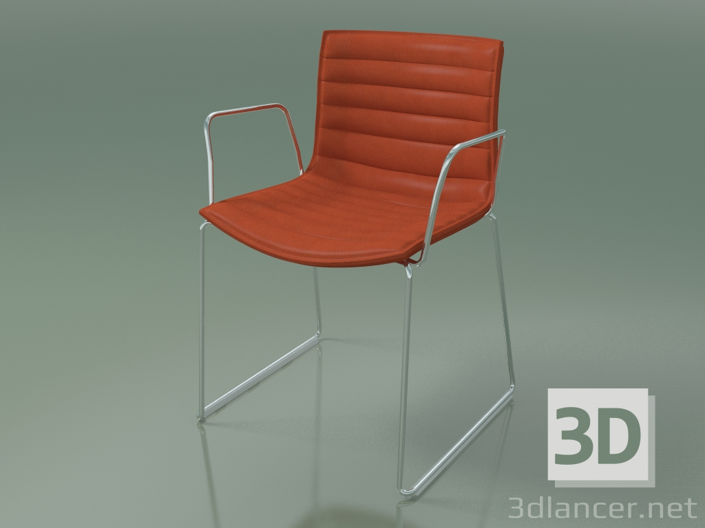 modello 3D Sedia 0312 (su binari con braccioli, con rivestimento in pelle sfoderabile a righe) - anteprima