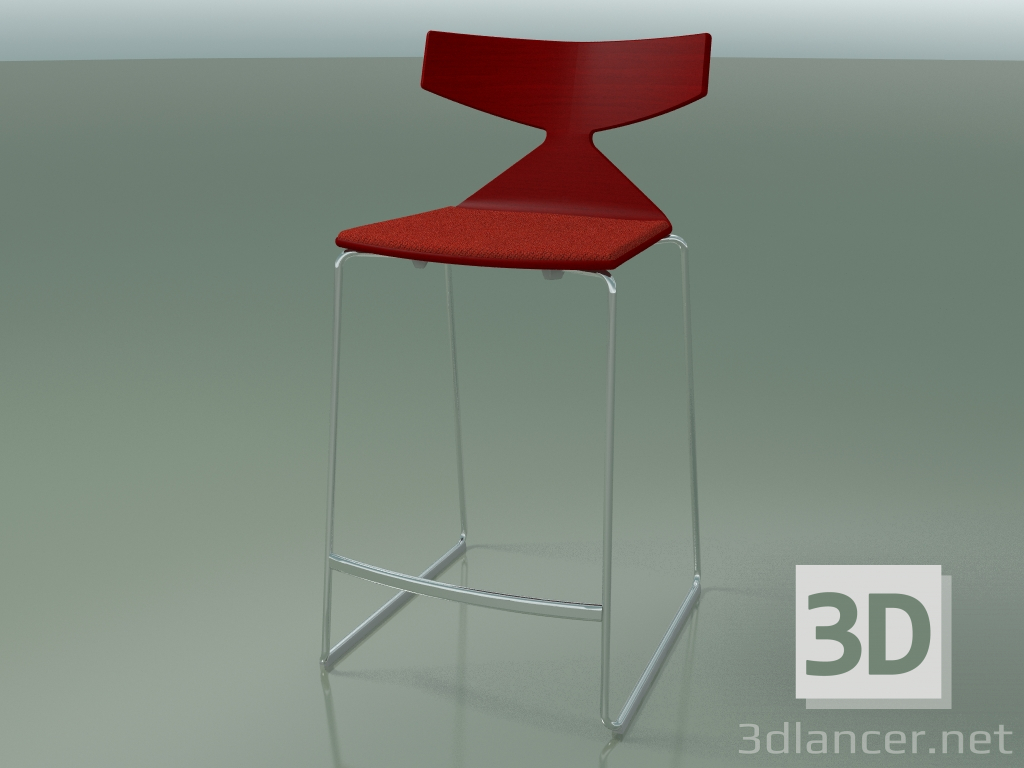 3d model Taburete de bar apilable 3712 (con cojín, rojo, CRO) - vista previa