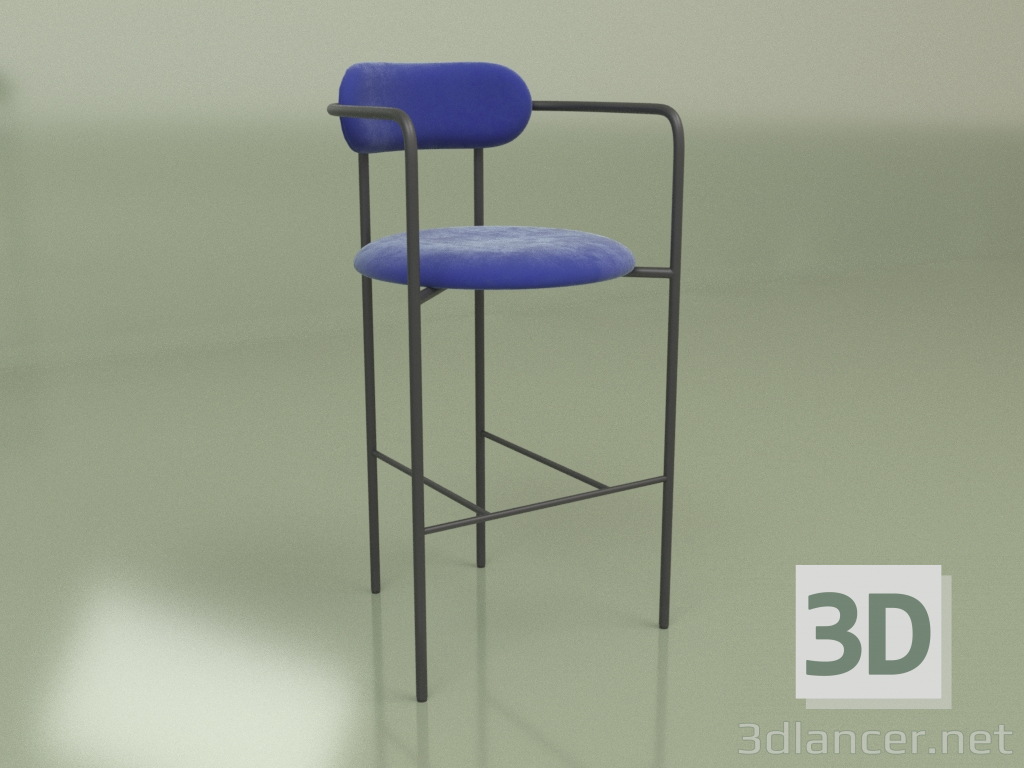 modello 3D Sgabello da bar Six (nero) - anteprima