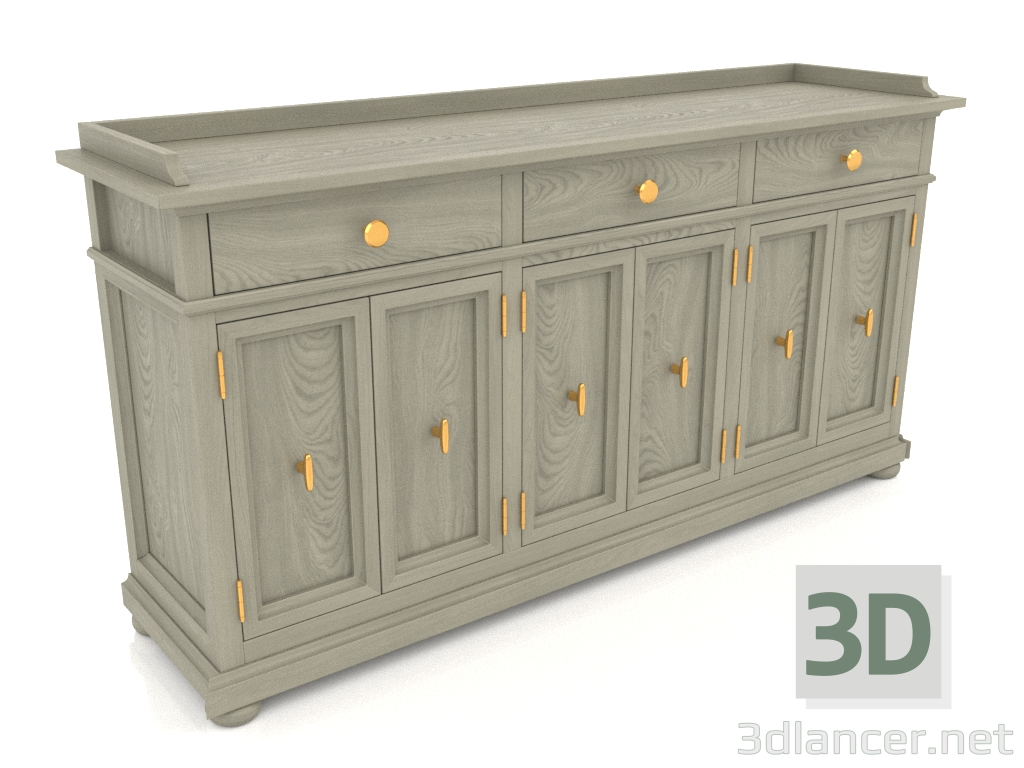 3d model Chest of drawers with doors (3 sections) - preview