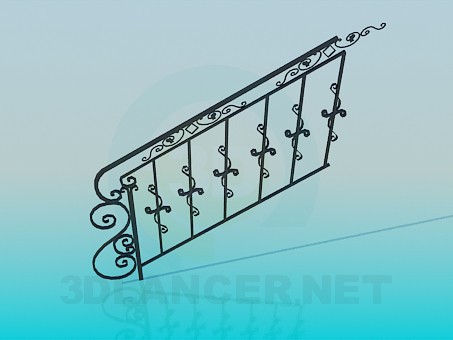 3D Modell schmiedeeisernes Treppengeländer - Vorschau
