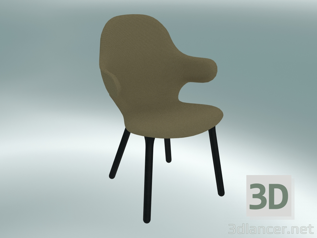 modèle 3D Fauteuil (JH1, 59x58 H 88cm, Chêne teinté noir, Hallingdal - 224) - preview