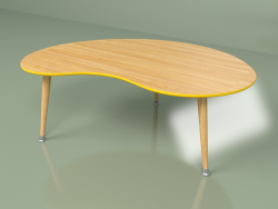 Coffee table Kidney veneer (yellow-mustard)