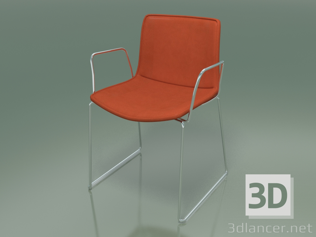 3d model Silla 0312 (sobre rieles con reposabrazos, con tapicería de cuero extraíble, acabado liso) - vista previa