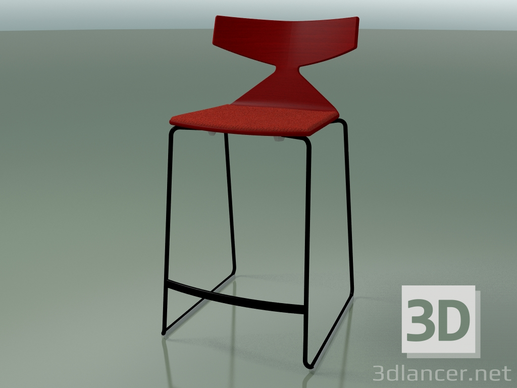 3D modeli İstiflenebilir Bar Taburesi 3712 (minderli, Kırmızı, V39) - önizleme