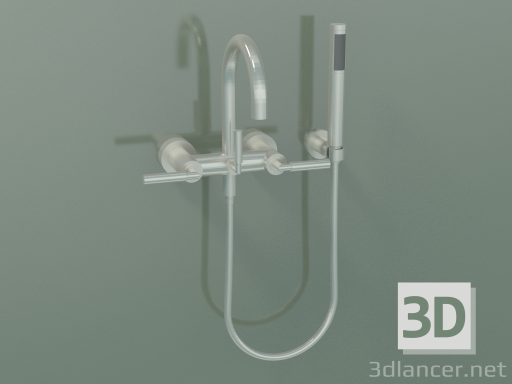 3d model Wall-mounted bath mixer with hand shower (25 133 882-06) - preview