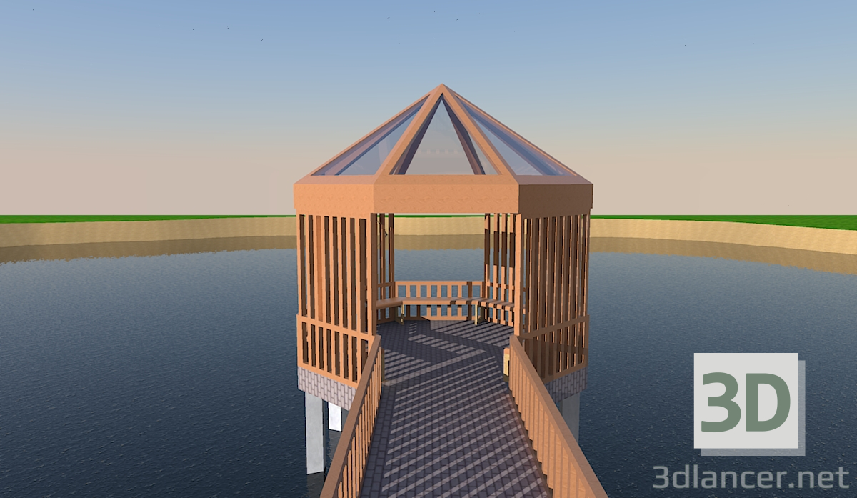 Modelo 3d Arbor na lagoa - preview