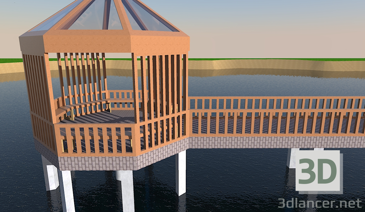 Modelo 3d Arbor na lagoa - preview